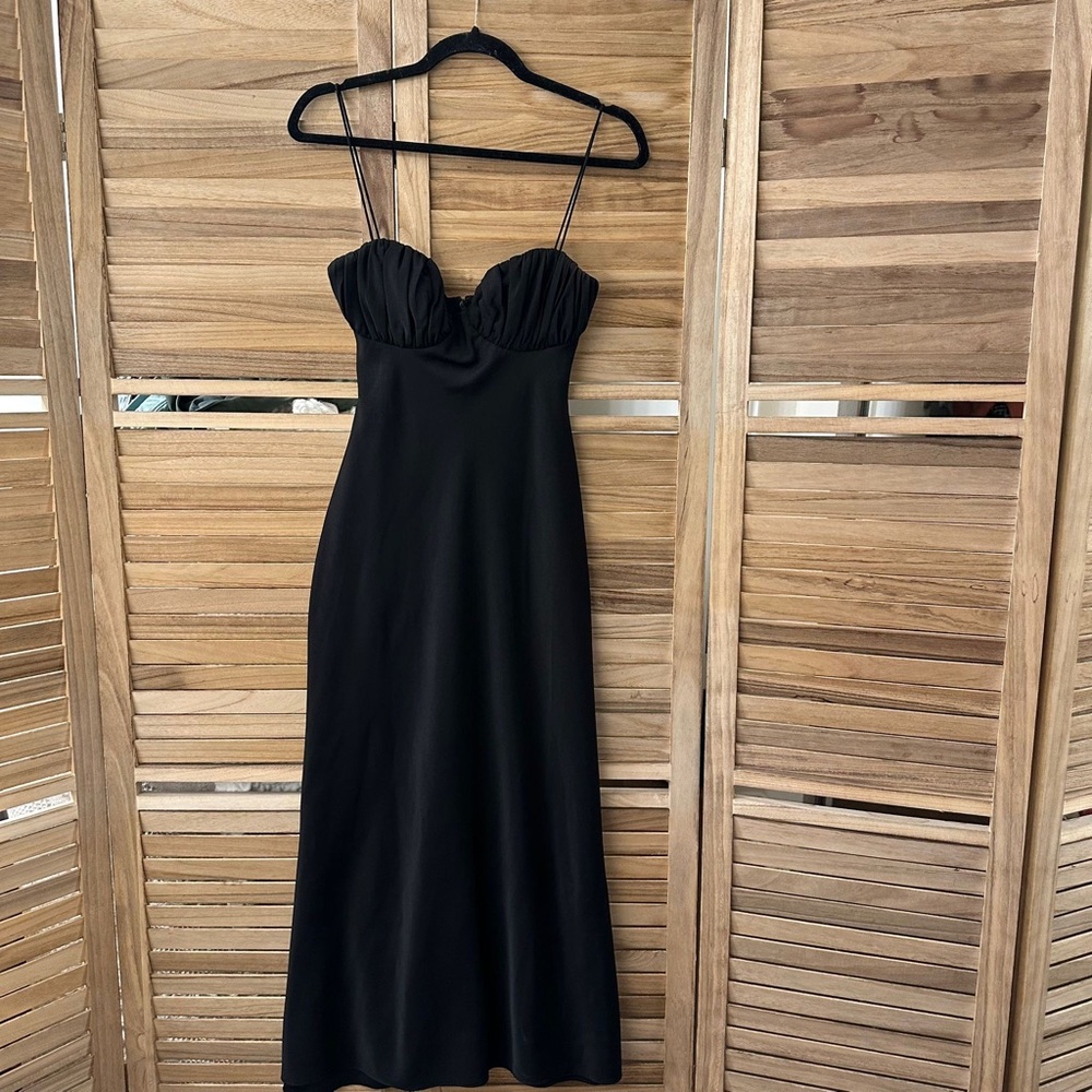 MISHA Casandra Midi Spaghetti Strap Dress in Black size 2 - Picture 3 of 6